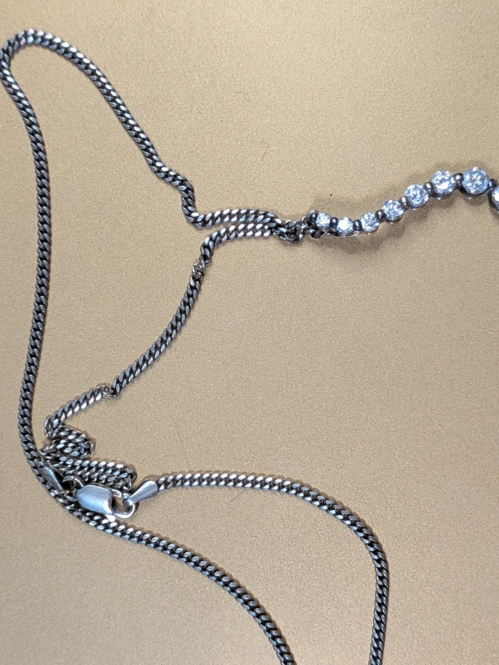 Sterling Silver Crystal Tennis Necklace - Silver